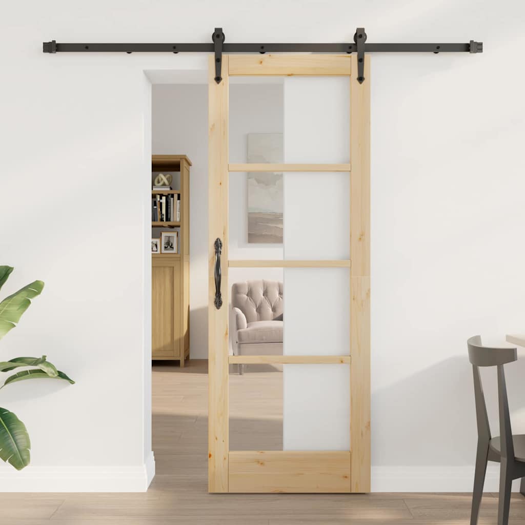 Porta scorrevole Naturale e Nero 73,5 x 198,5 cm | homemem39