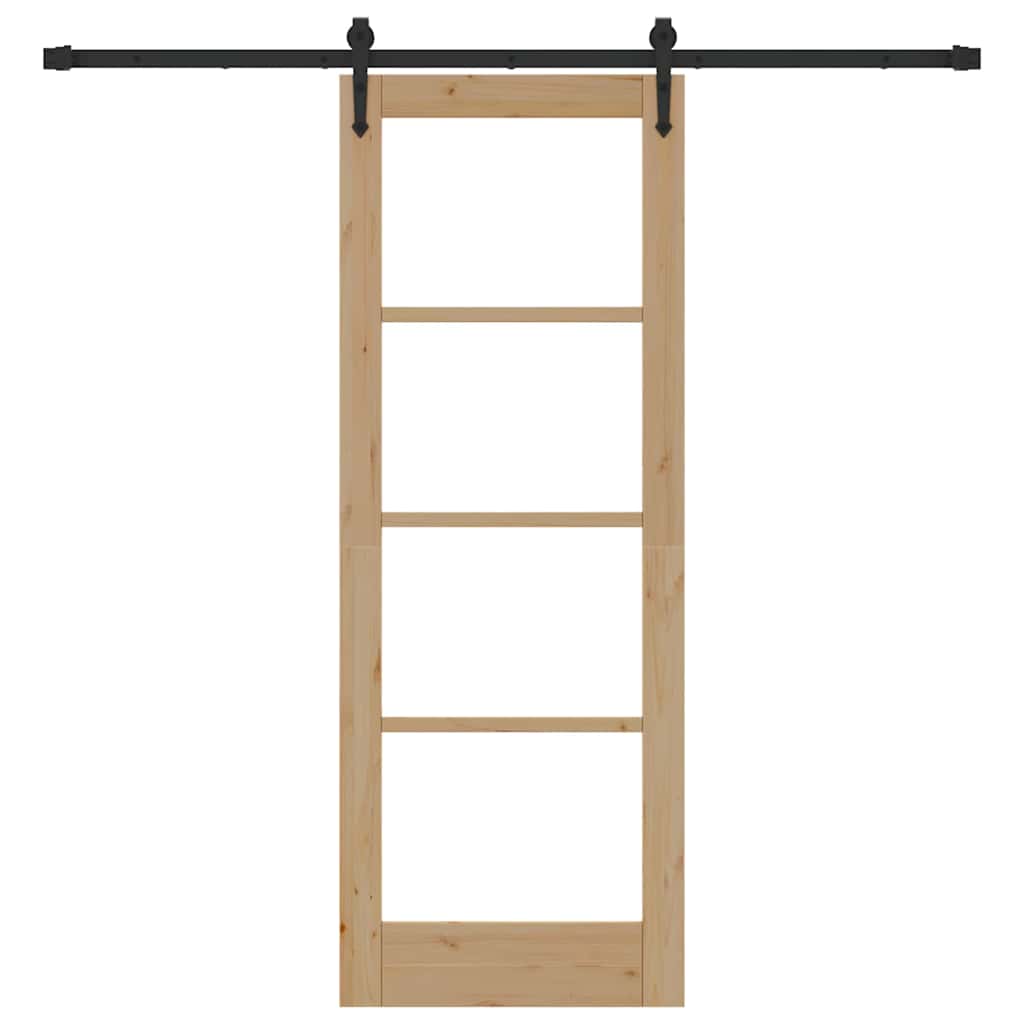 Porta scorrevole Naturale e Nero 73,5 x 198,5 cm | homemem39