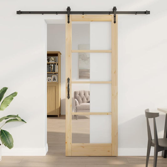 Porta Scorrevole Marrone 78 x 211 cm Legno e metallo