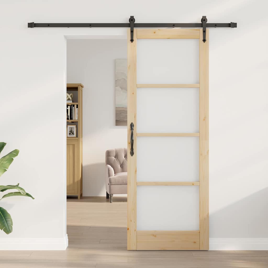 Porta Scorrevole Marrone 78 x 211 cm Legno e metallo