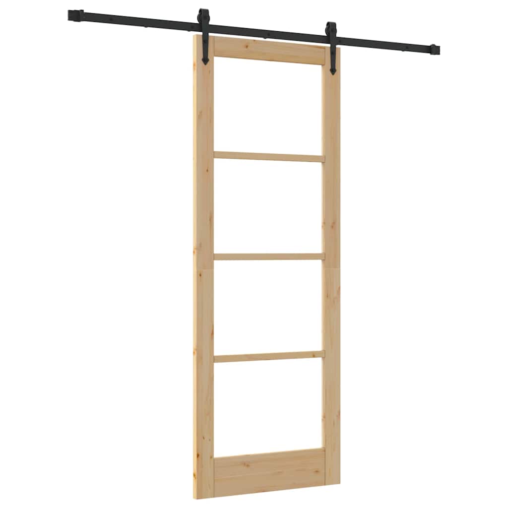 Porta Scorrevole Marrone 78 x 211 cm Legno e metallo