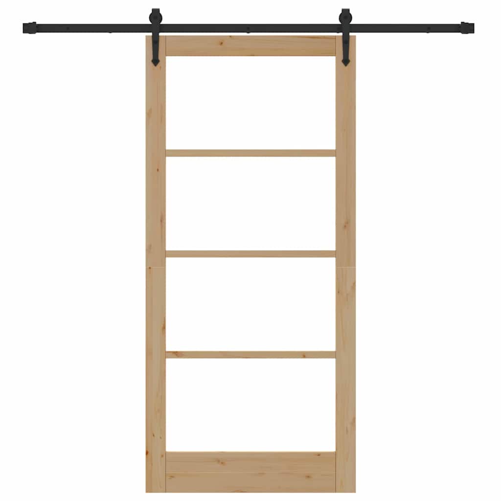 Porta scorrevole Naturale e Nero 93 x 202 cm | homemem39