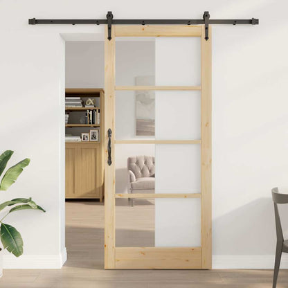 Porta scorrevole Naturale e Nero 93 x 211 cm | homemem39