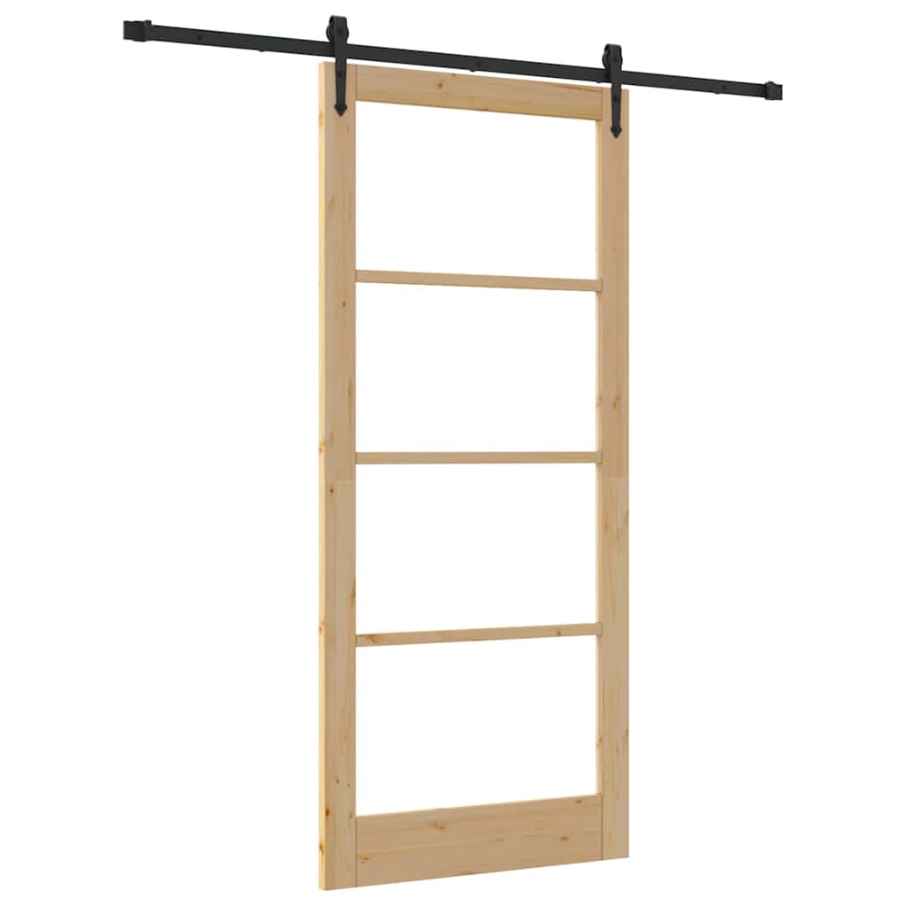 Porta scorrevole Naturale e Nero 93 x 211 cm | homemem39