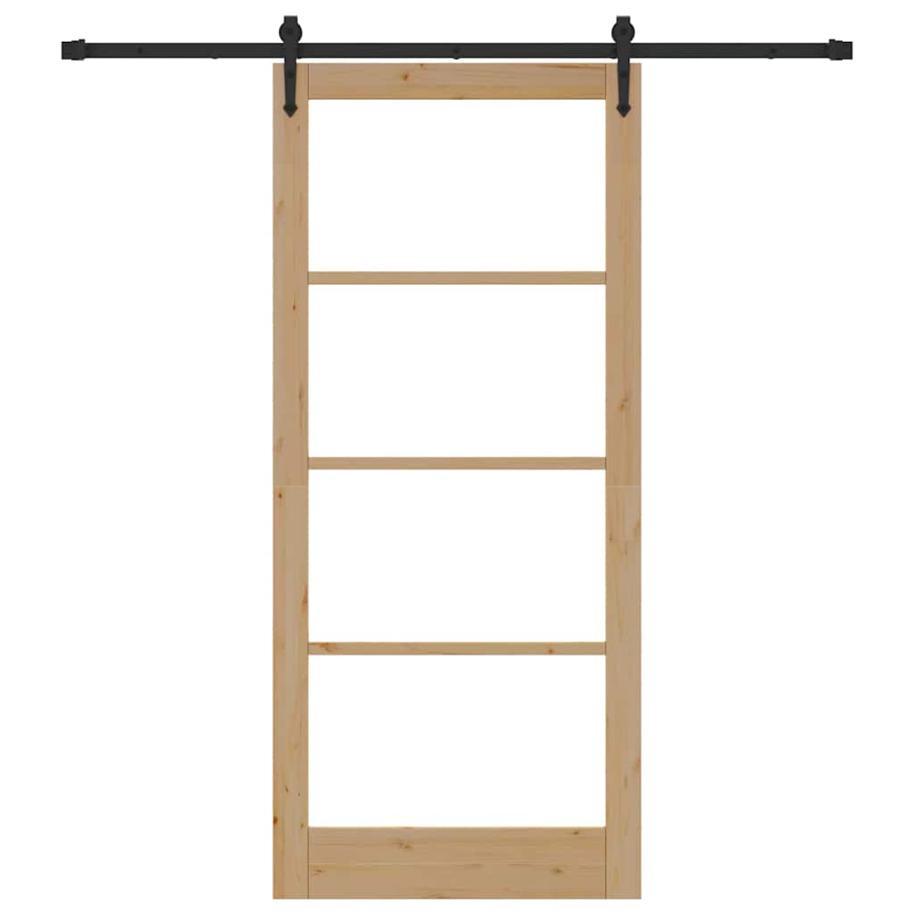 Porta scorrevole Naturale e Nero 93 x 211 cm | homemem39