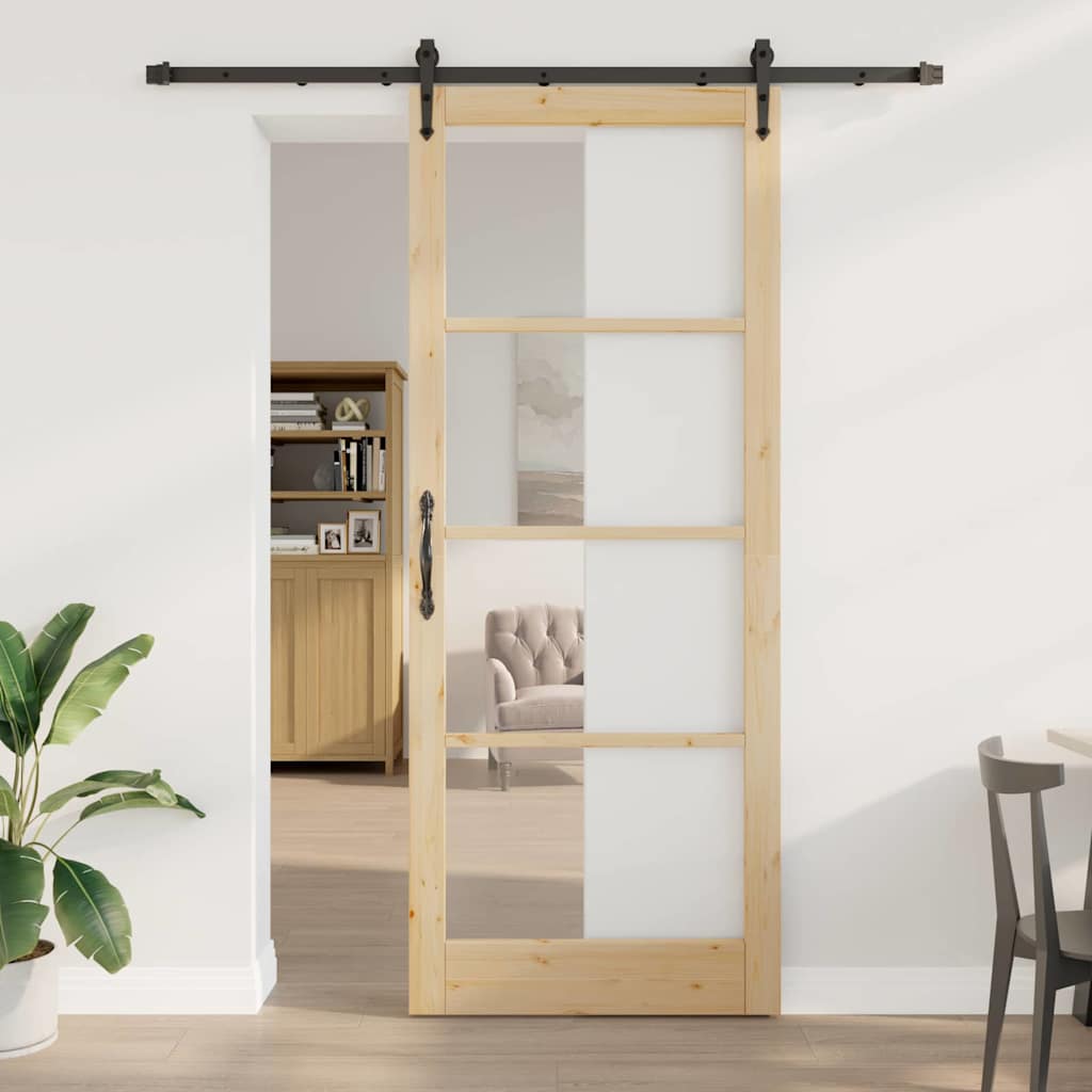 Porta scorrevole Naturale e Nero 93 x 232 cm | homemem39