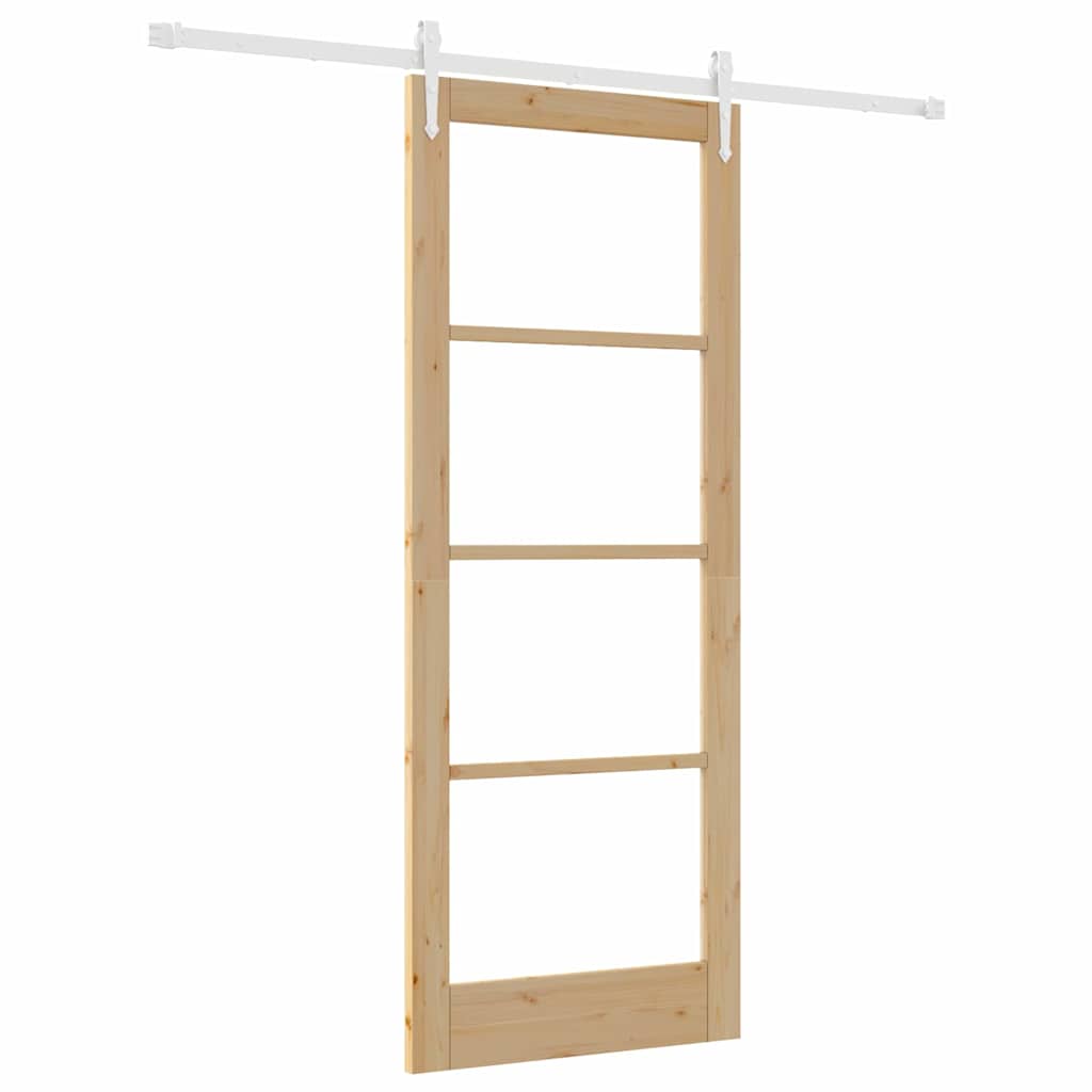Porta Scorrevole Marrone 83 x 211 cm Legno e metallo