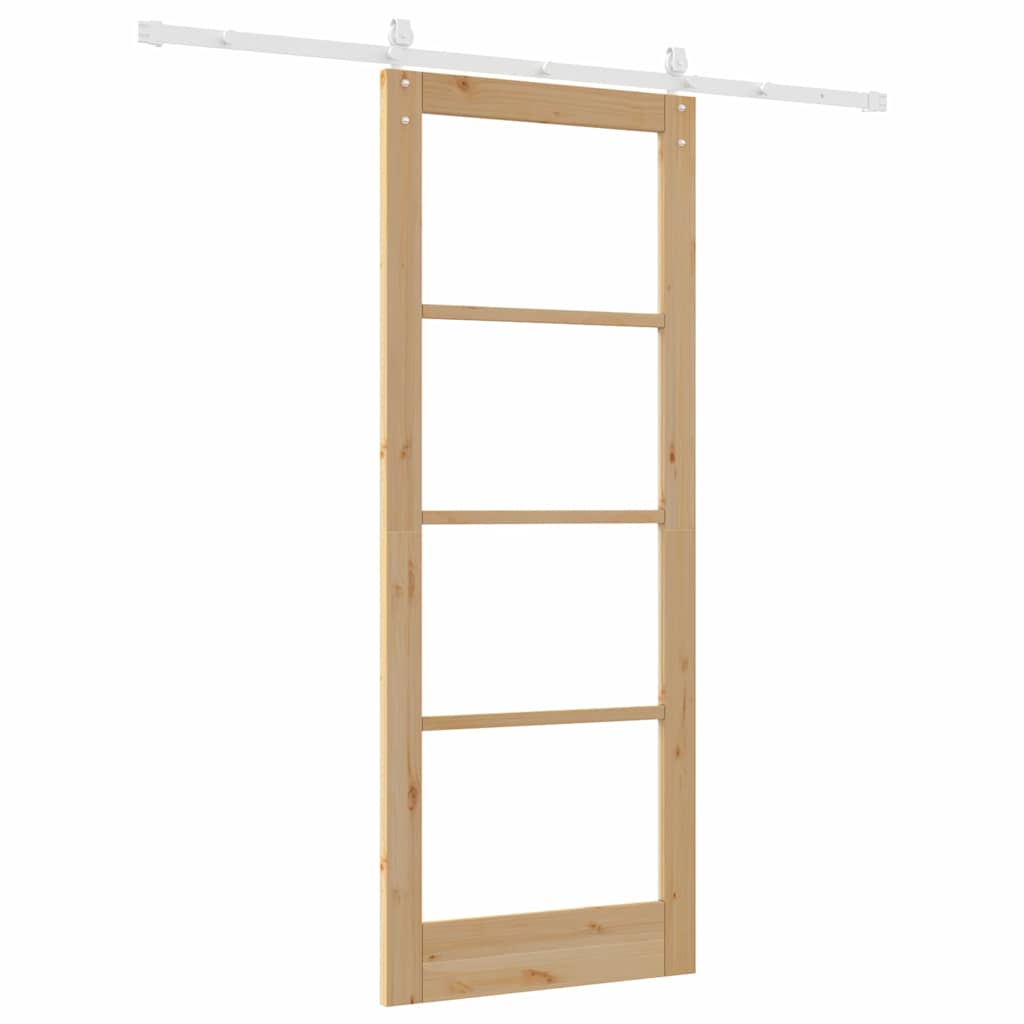 Porta Scorrevole Marrone 83 x 211 cm Legno e metallo