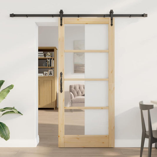 Porta Scorrevole ORKDAL Marrone 78 x 202 cm Legno e metallo