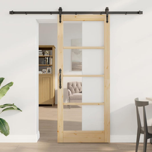 Porta Scorrevole ORKDAL Marrone 83 x 202 cm Legno e metallo