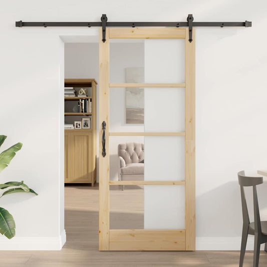 Porta Scorrevole ORKDAL Marrone 86 x 198.5 cm Legno e metallo