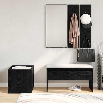 Set mobili da ingresso con specchio 5 pcs Rovere nero e Argento