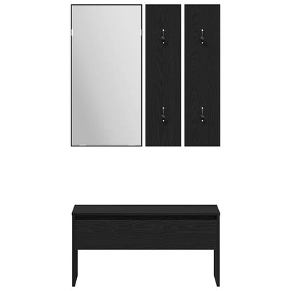 Set mobili da ingresso con specchio 5 pcs Rovere nero e Argento