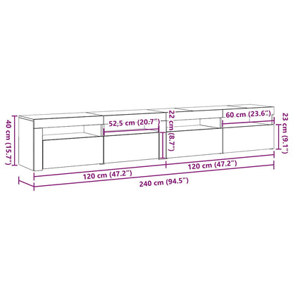 Mobile TV 2 pcs Rovere Nero 240 x 35 x 40 cm Legno multistrato