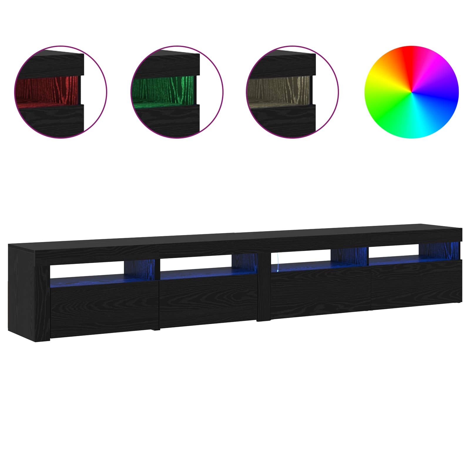 Mobile TV 2 pcs Rovere Nero Legno ingegnerizzato | homemem39