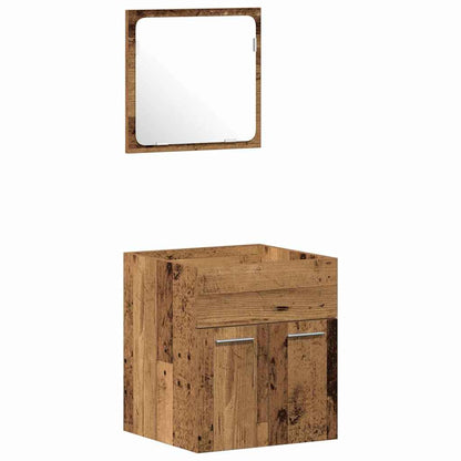 Set di mobili per il bagno con porta 4 pcs Legno vecchio | homemem39