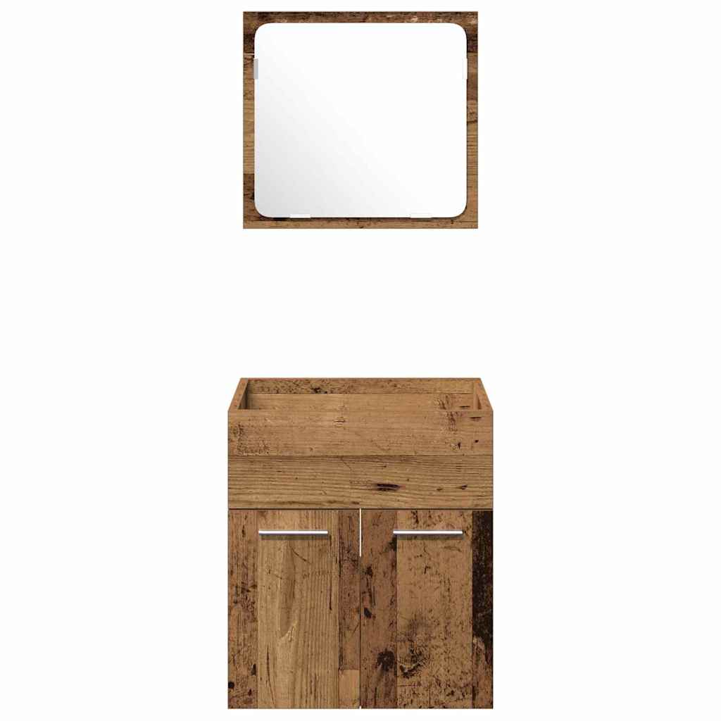 Set di mobili per il bagno con porta 4 pcs Legno vecchio | homemem39