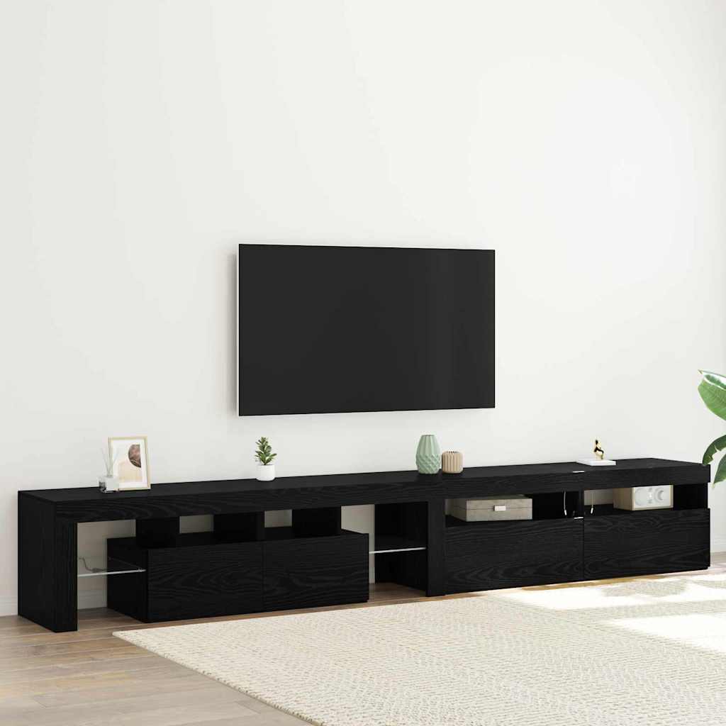Mobile TV 3 pcs Rovere Nero 260 x 37 x 40 cm Legno multistrato