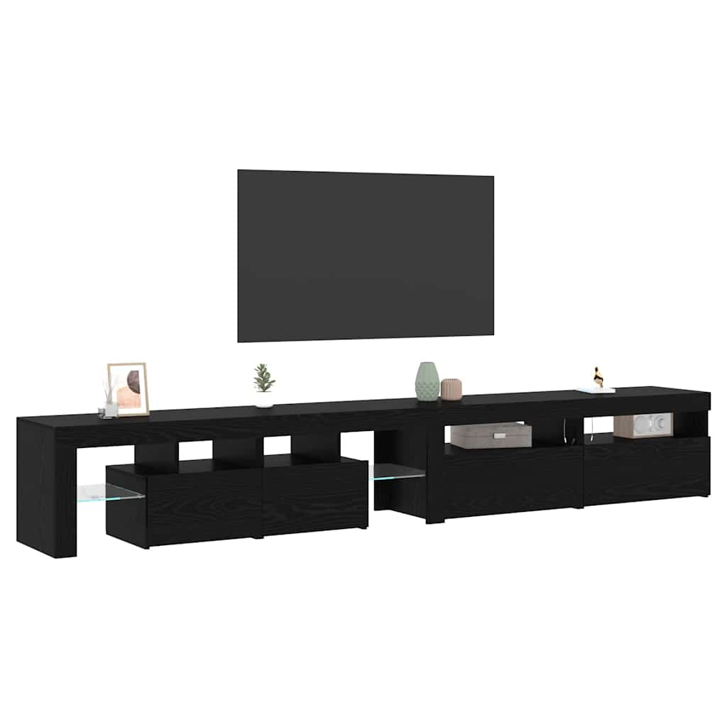 Mobile TV 3 pcs Rovere Nero 260 x 37 x 40 cm Legno multistrato