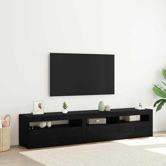 Mobile TV 2 pcs Rovere nero 195 x 35 x 40 cm Legno multistrato