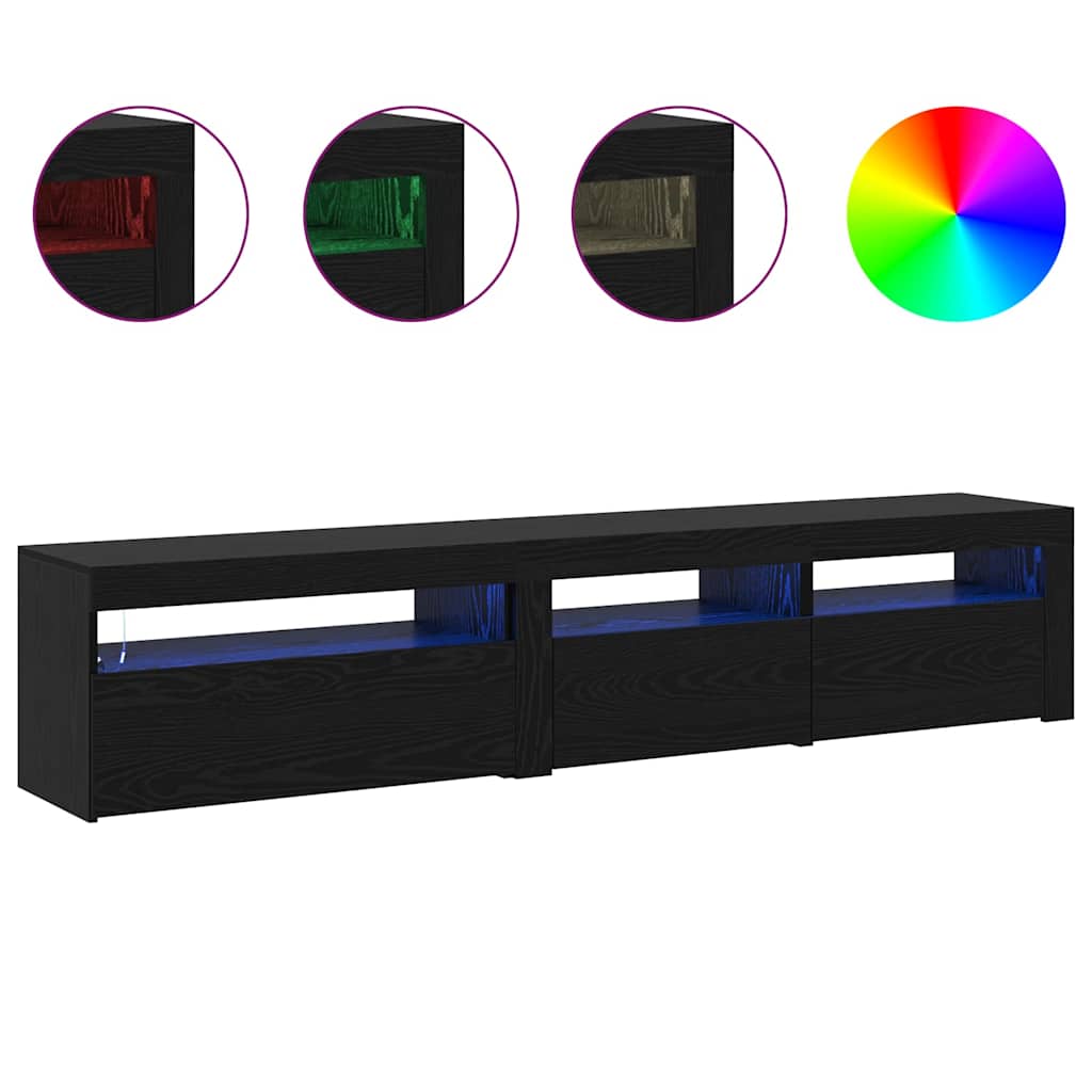 Mobile TV 2 pcs Rovere nero 195 x 35 x 40 cm Legno multistrato
