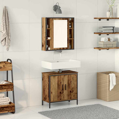 Set di mobili per il bagno 2 pcs Marrone Legno multistrato