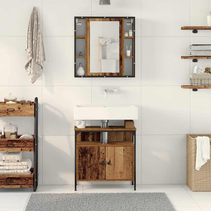 Set di mobili per il bagno 2 pcs Marrone Legno multistrato