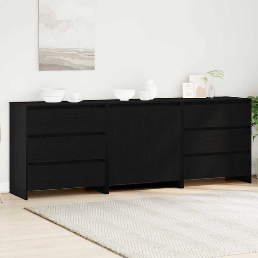 Credenza 3 pcs Nero 70 x 41 x 75 cm Legno multistrato - homemem39