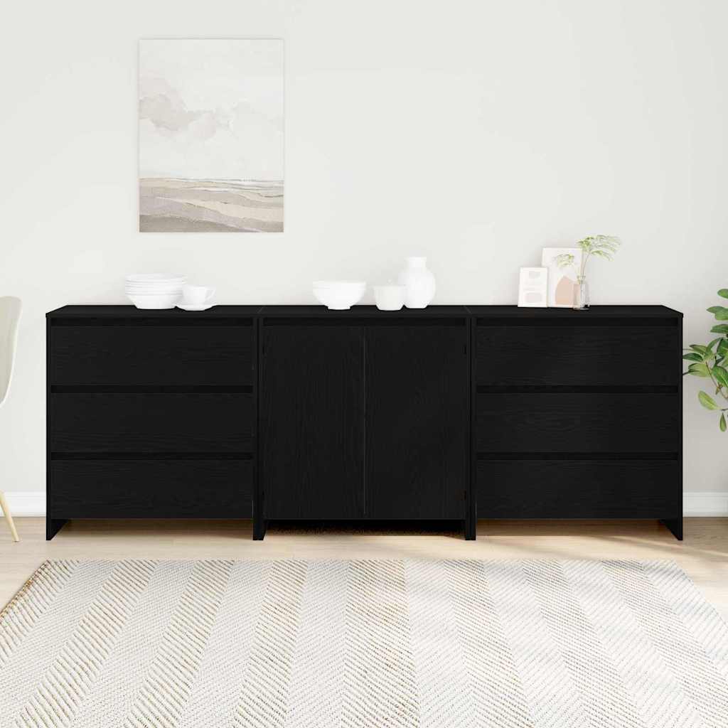 Credenza 3 pcs Nero 70 x 41 x 75 cm Legno multistrato - homemem39