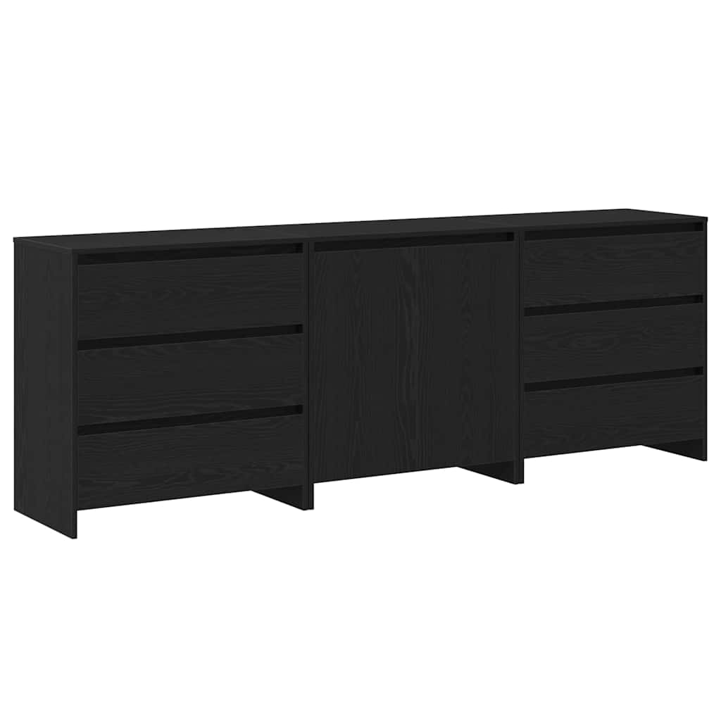 Credenza 3 pcs Nero 70 x 41 x 75 cm Legno multistrato - homemem39