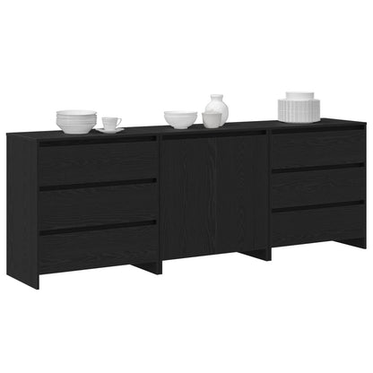 Credenza 3 pcs Nero 70 x 41 x 75 cm Legno multistrato