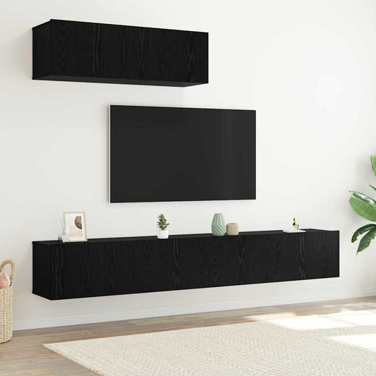 Set di Mobili Porta TV 3 pcs Rovere nero 200 x 30 x 30 cm