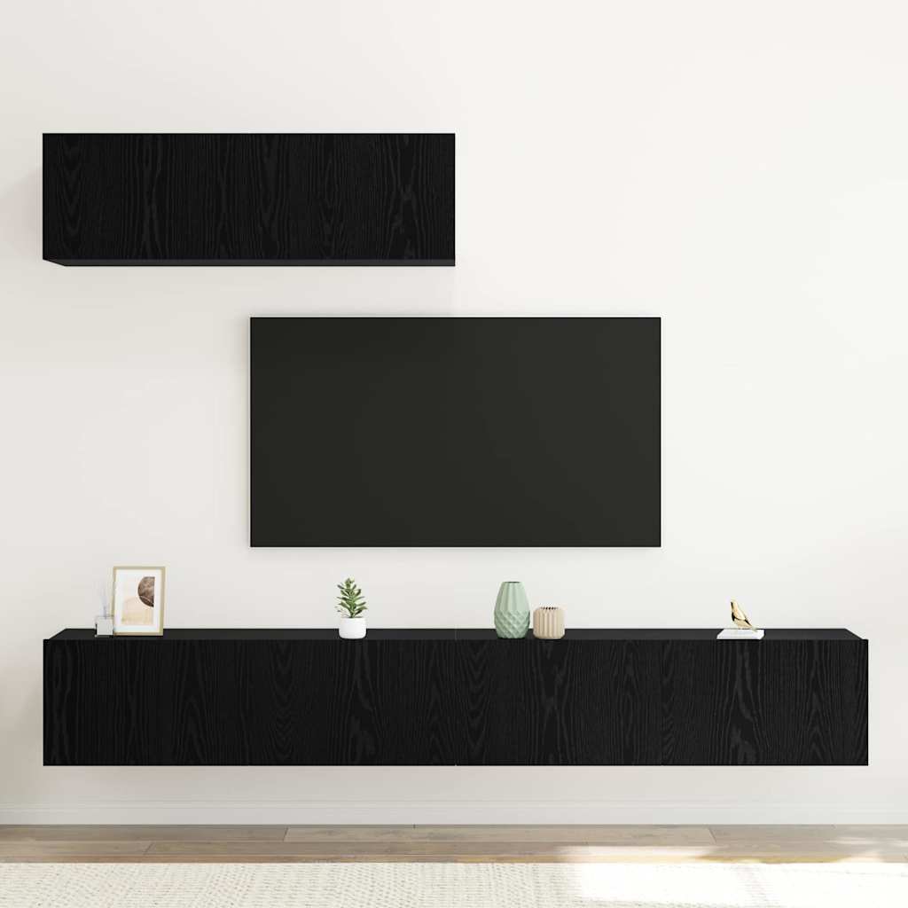 Set di Mobili Porta TV 3 pcs Rovere nero 200 x 30 x 30 cm