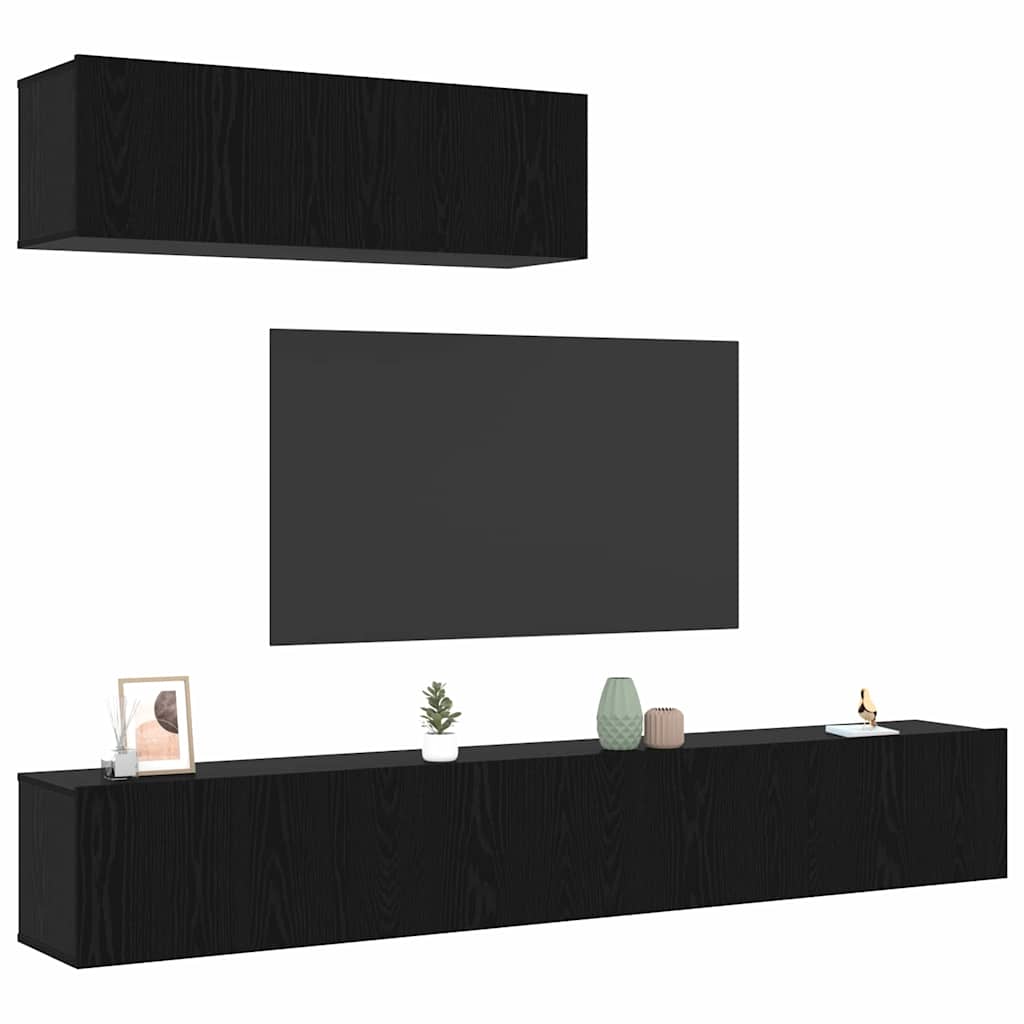 Set di Mobili Porta TV 3 pcs Rovere nero 200 x 30 x 30 cm