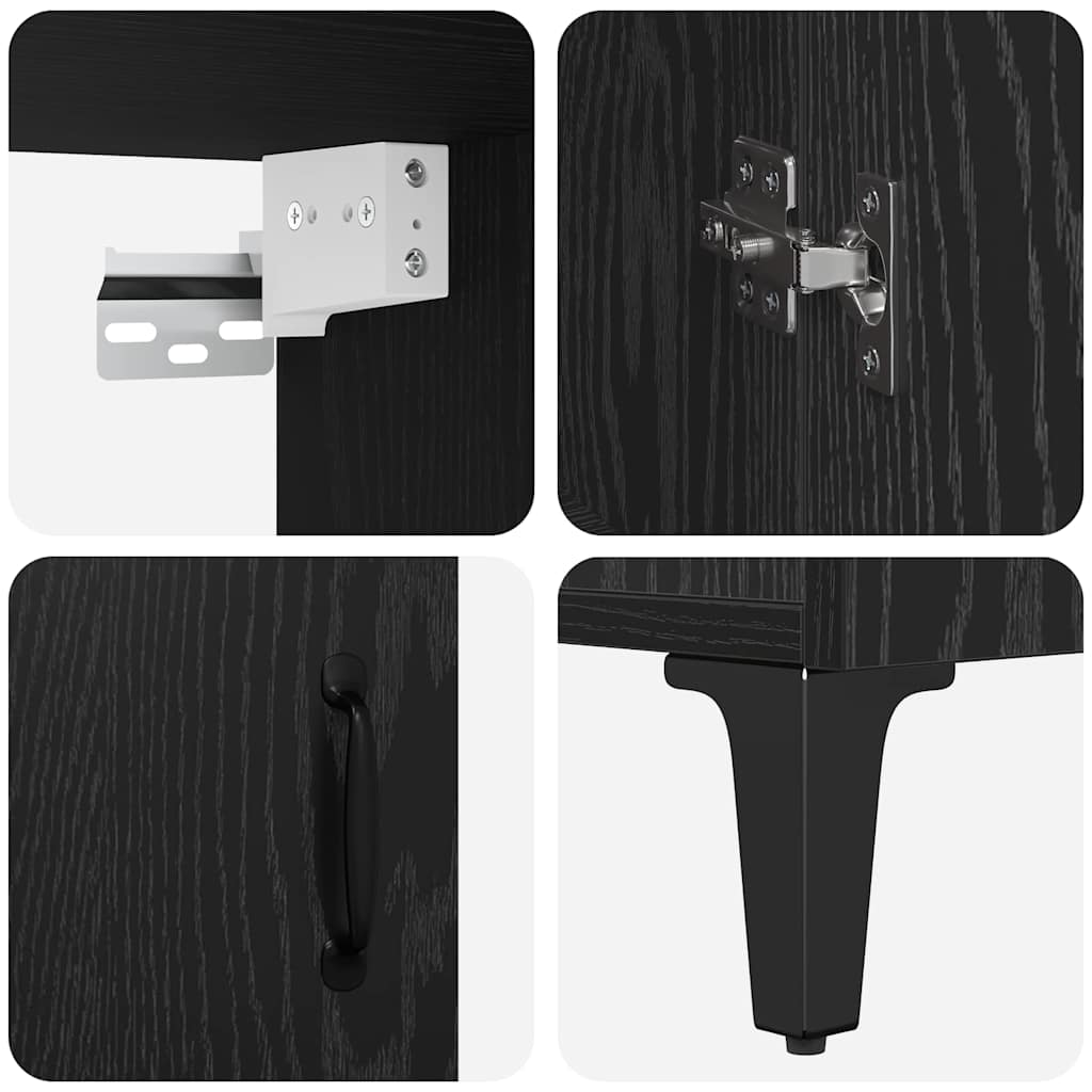 Credenza Montaggio a parete 2 pcs Rovere Nero Legno multistrato - homemem39