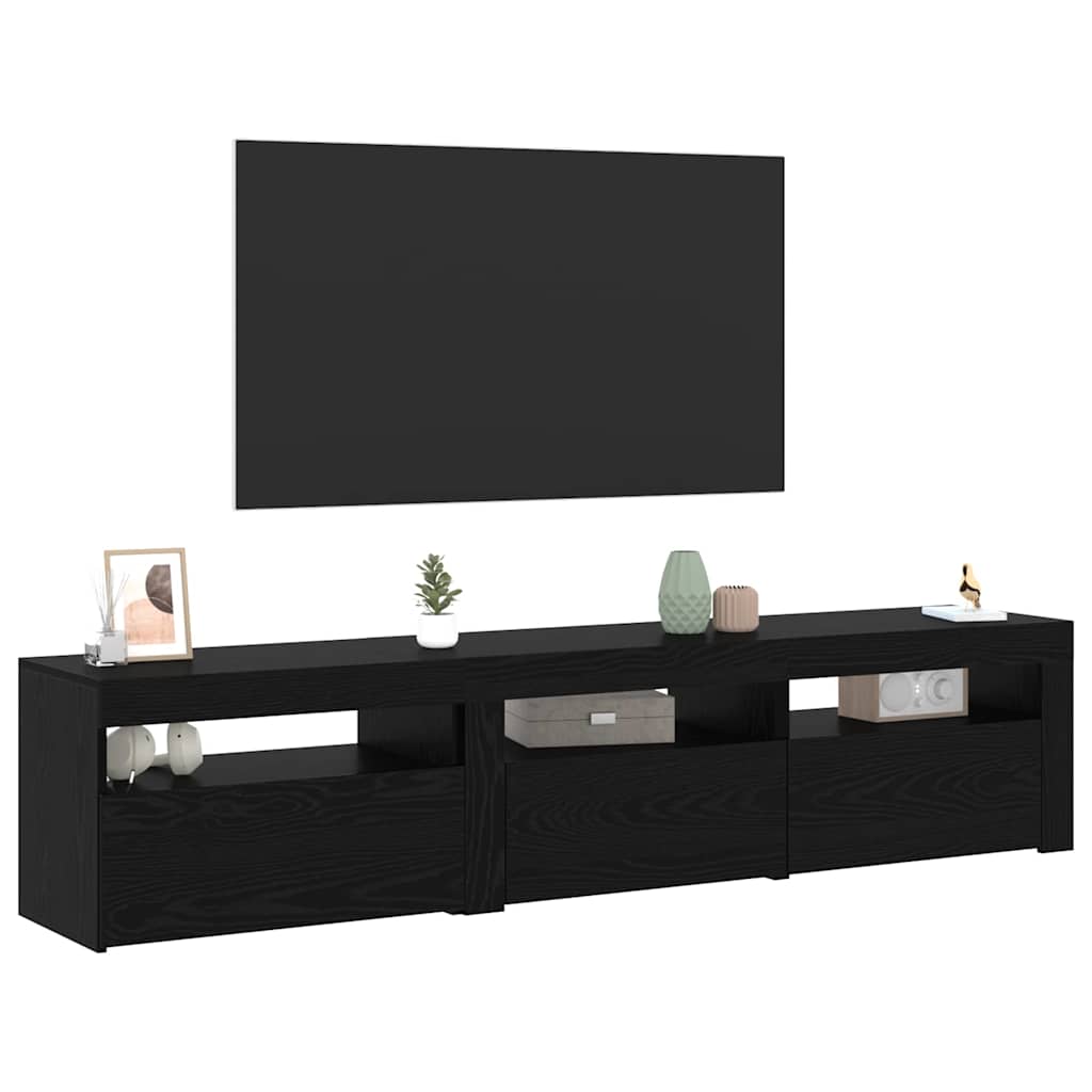 Mobile TV 2 pcs Rovere nero 180 x 35 x 40 cm Legno multistrato