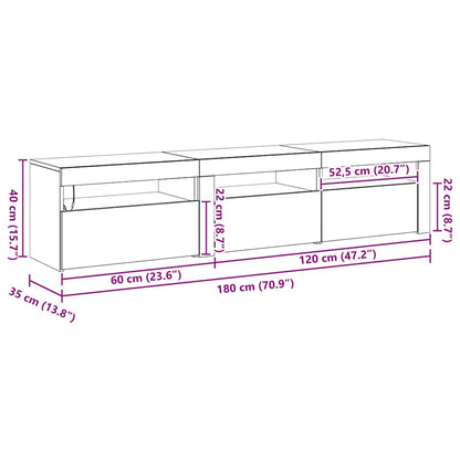 Mobile TV 2 pcs Rovere Nero 180 x 35 x 40 cm Legno multistrato