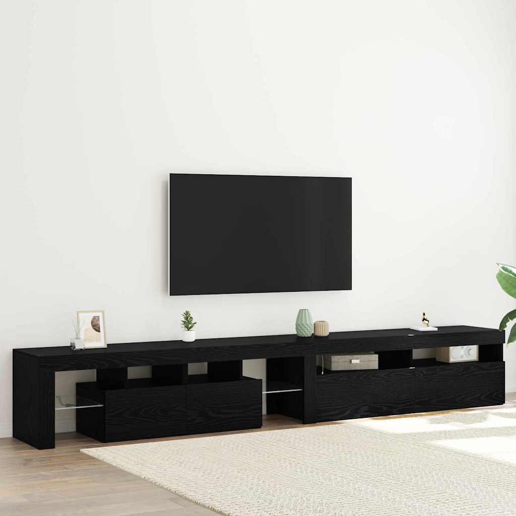 Mobile TV 2 pcs Rovere nero 260 x 36.5 x 40 cm