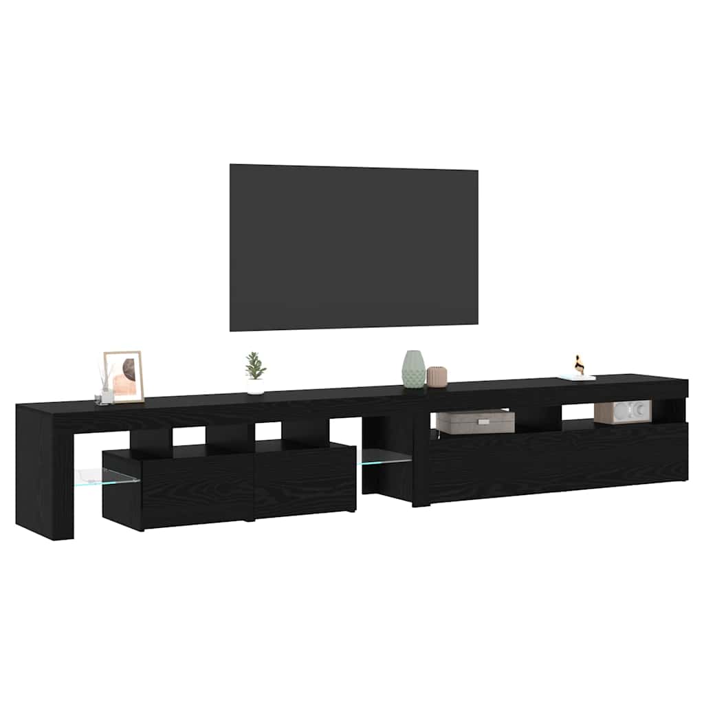Mobile TV 2 pcs Rovere Nero 260 x 37 x 40 cm Legno multistrato