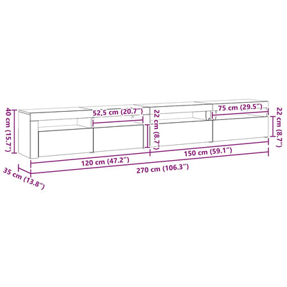 Set mobile TV 3 pcs Rovere Nero 270 x 35 x 40 cm