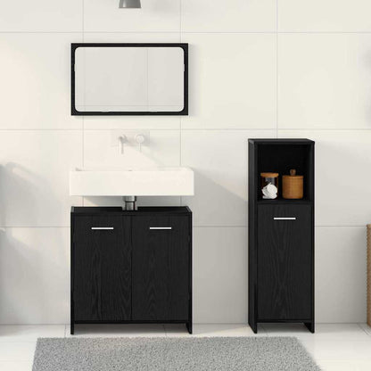 Set di mobili per il bagno 3 pcs Rovere Nero Legno multistrato | homemem39