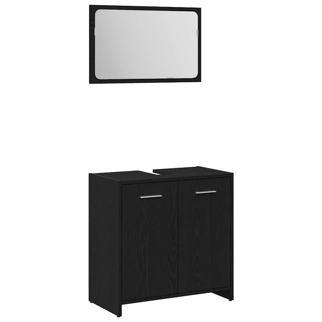 Set di mobili per il bagno 3 pcs Rovere Nero Legno multistrato | homemem39
