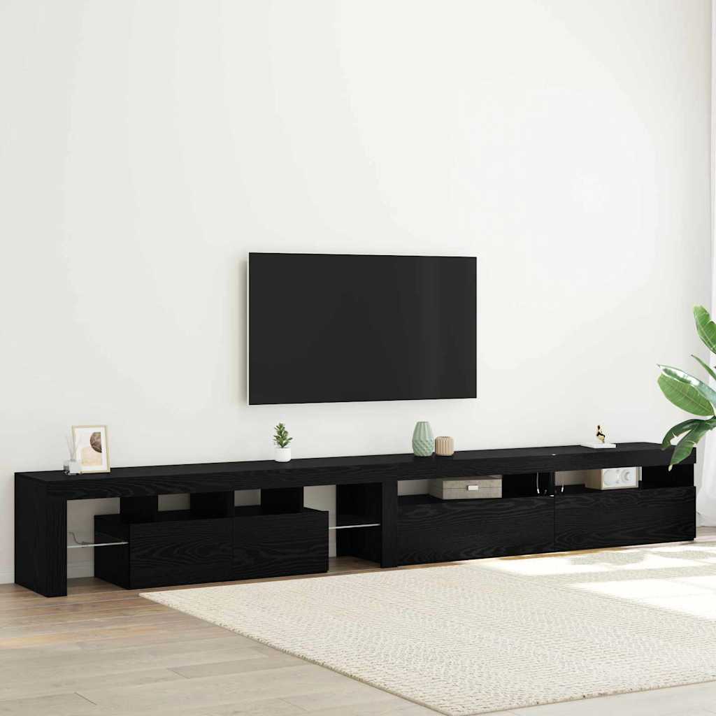 Mobile TV 3 pcs Rovere Nero 260 x 37 x 40 cm Legno multistrato