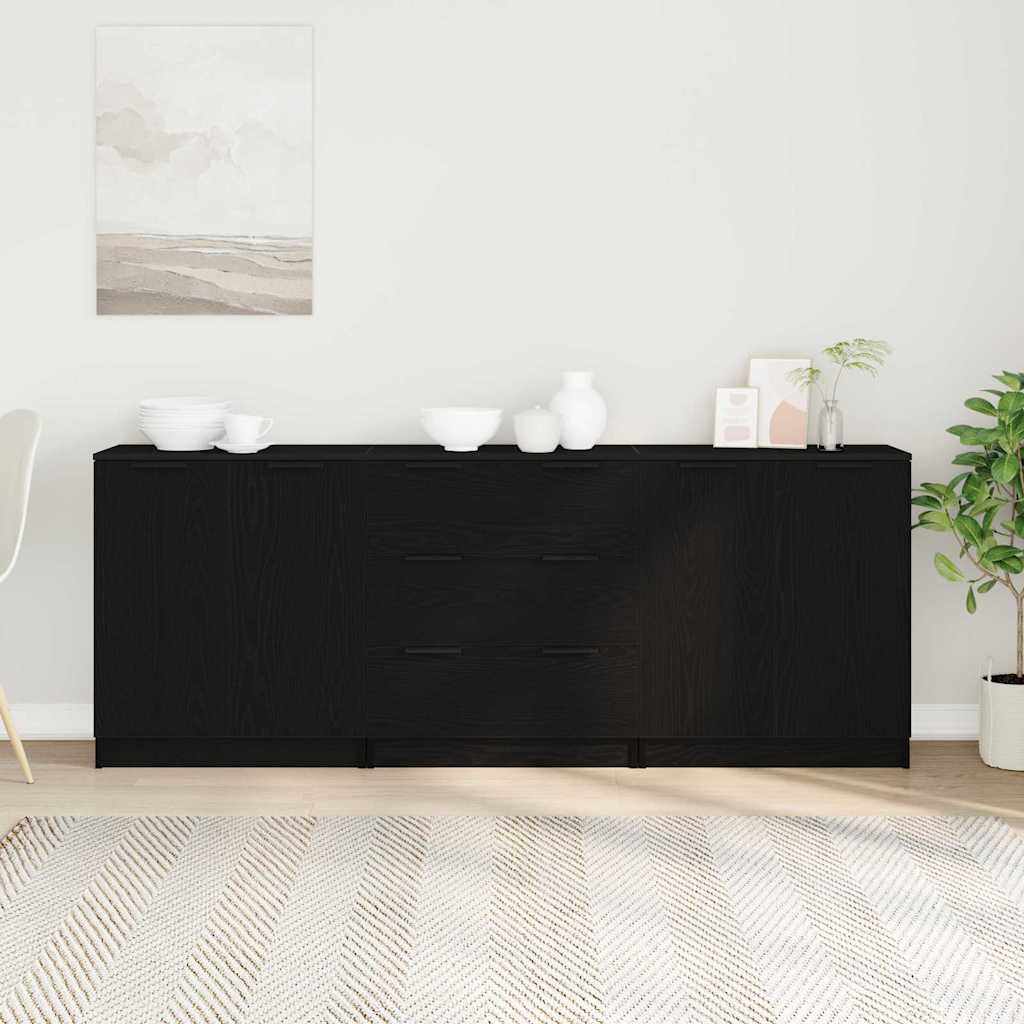 Sideboard Rovere Nero 180 x 30 x 70 cm Legno multistrato - homemem39