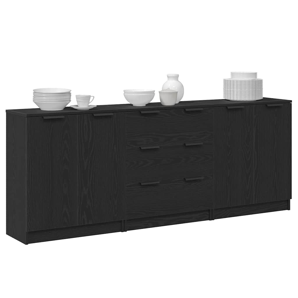 Sideboard Rovere Nero 180 x 30 x 70 cm Legno multistrato - homemem39
