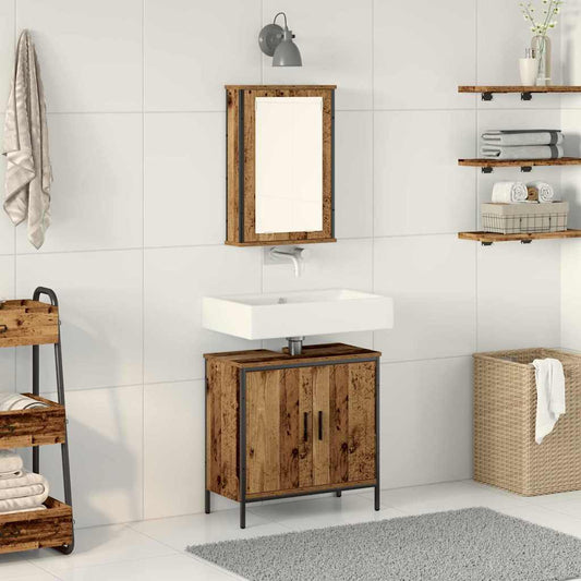 Set di mobili per il bagno 2 pcs Marrone Legno multistrato