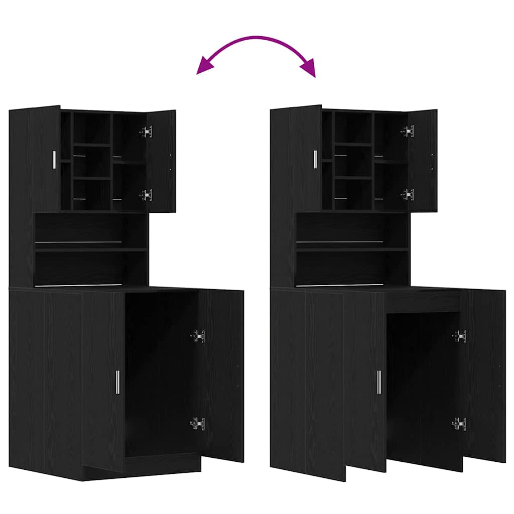 Armadio per Lavatrice 2 pcs Rovere Nero 70,5 x 71,5 x 181,5 cm | homemem39
