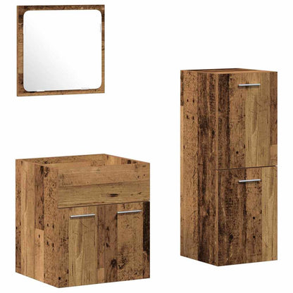 Set di mobili per il bagno con porta 3 pcs Legno vecchio
