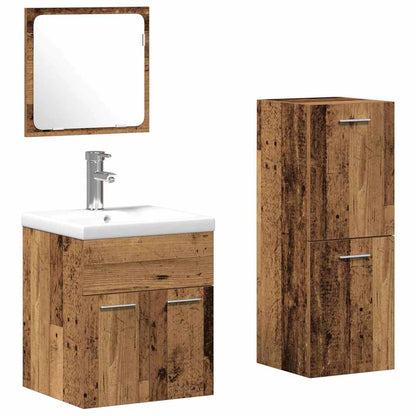 Set di mobili per il bagno con porta 3 pcs Legno vecchio