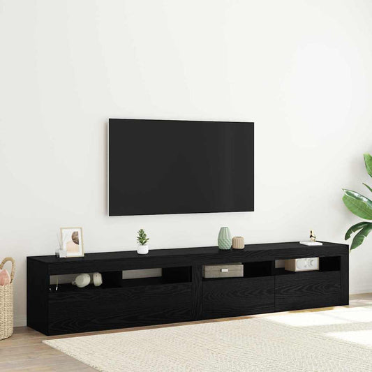 Mobile TV 2 pcs Rovere nero 210 x 35 x 40 cm Legno multistrato